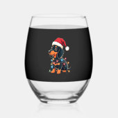 Dachshund Christmas Lights Santa Hat Xmas Dog Love Wijnglas Zonder Voet (Voorkant)