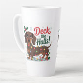 Dachshund Christmas Mug – Deck the Halls Holiday  Latte Mok (Linkerhoek)