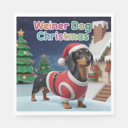 Dachshund Christmas Napkin Servet (Voorkant)