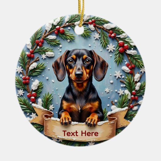 Dachshund Christmas Ornament (Voorkant)