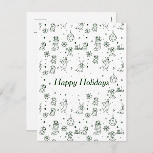 Dachshund Christmas pattern Feestdagenkaart (Voorkant / Achterkant)