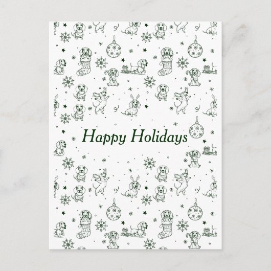 Dachshund  Christmas pattern Feestdagenkaart (Voorkant)