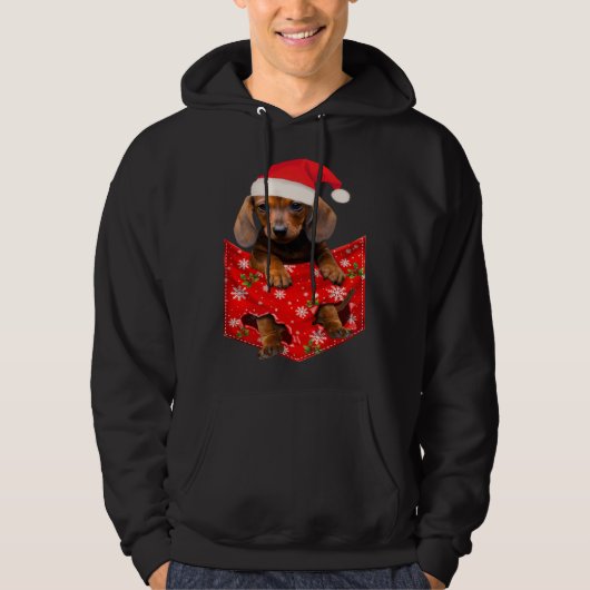 Dachshund Christmas Pocket for Wiener Doxie Hoodie (Voorkant)
