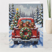 Dachshund Christmas Red Truck Holiday Kaart (Voorkant)