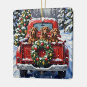 Dachshund Christmas Red Truck Holiday Keramisch Ornament (Links)
