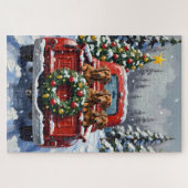 Dachshund Christmas Red Truck Holiday Legpuzzel (Horizontaal)