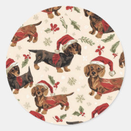 Dachshund christmas ronde sticker
