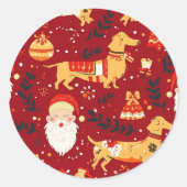 Dachshund christmas ronde sticker (Voorkant)