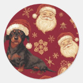 Dachshund christmas ronde sticker (Voorkant)