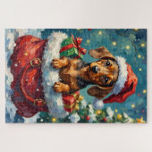 Dachshund Christmas Santa Bag Adventure Legpuzzel (Horizontaal)