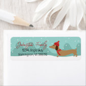 Dachshund Christmas Snowy retour adreslabels Etiket (Insitu)