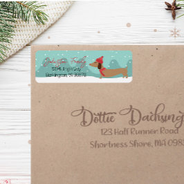 Dachshund Christmas Snowy retour adreslabels Etiket