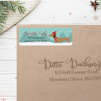 Dachshund Christmas Snowy retour adreslabels Etiket