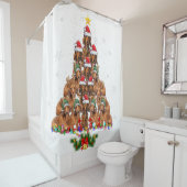 Dachshund Christmas Tree Dog Xmas Lights Pajamas F Douchegordijn (In situ)