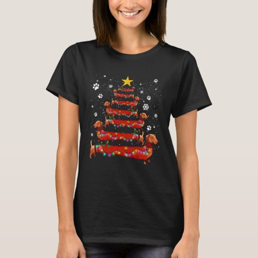 Dachshund Christmas Tree Xmas Doxie Wiener Dog T-shirt (Voorkant)
