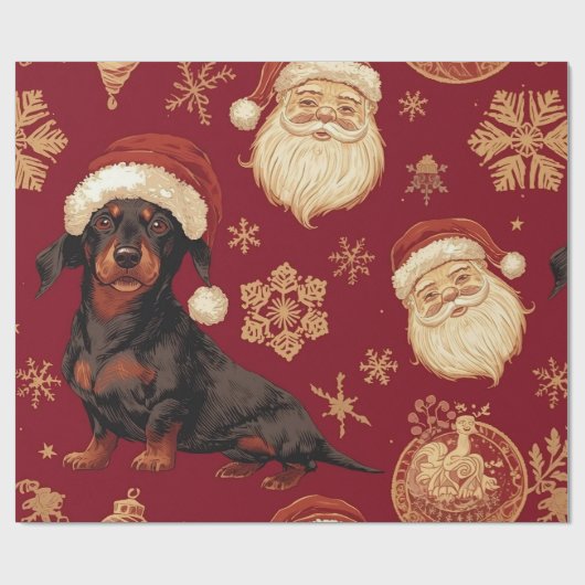 Dachshund christmas wrapping paper cadeaupapier (Vlak)
