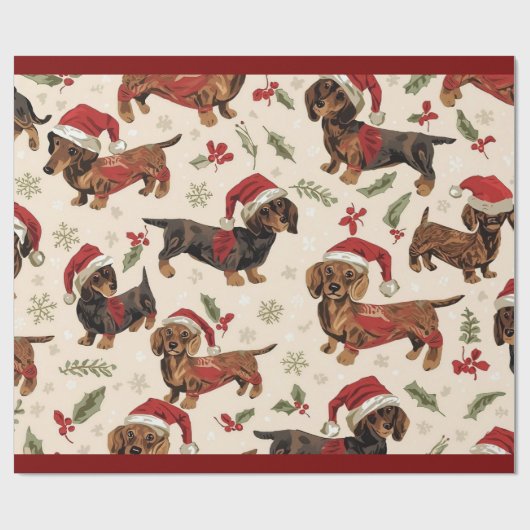 Dachshund christmas wrapping paper cadeaupapier (Vlak)