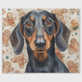 Dachshund christmas wrapping paper cadeaupapier (Vlak)