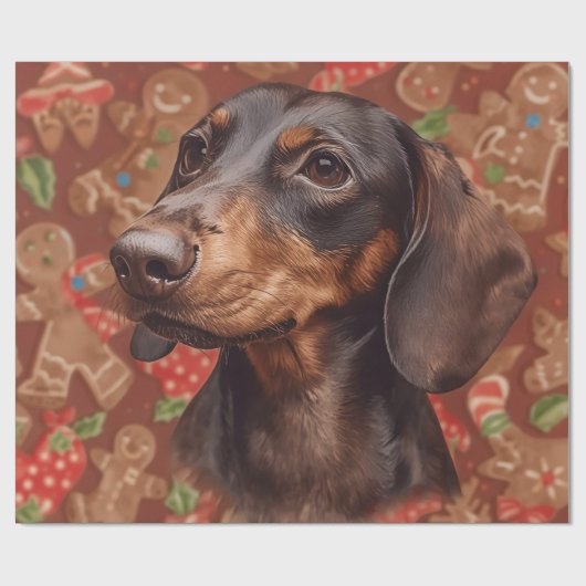 Dachshund christmas wrapping paper cadeaupapier (Vlak)