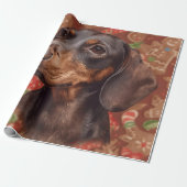 Dachshund christmas wrapping paper cadeaupapier (Uitgerold)