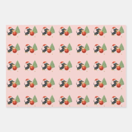 Dachshund Christmas Wrapping Paper Set of 3  (Voorkant 2)
