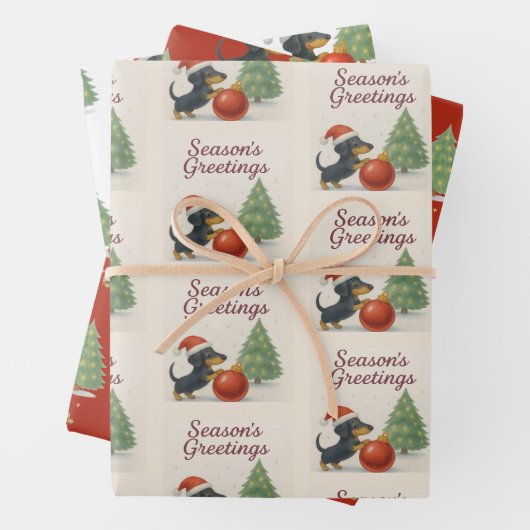 Dachshund Christmas Wrapping Paper Set of 3  (In situ)