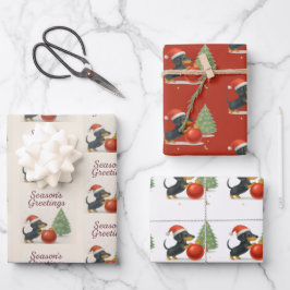 Dachshund Christmas Wrapping Paper Set of 3