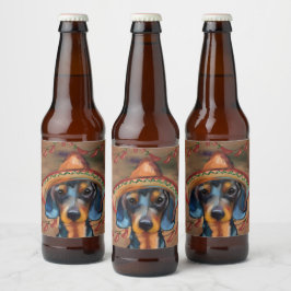 Dachshund Cinco de Mayo Bier Etiket