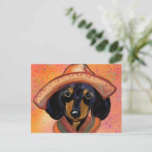 Dachshund Cinco de Mayo Briefkaart (Staand voorkant)