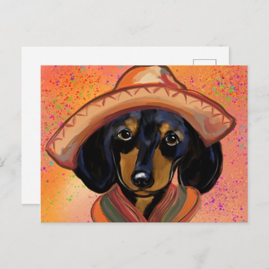 Dachshund Cinco de Mayo Briefkaart (Voorkant / Achterkant)