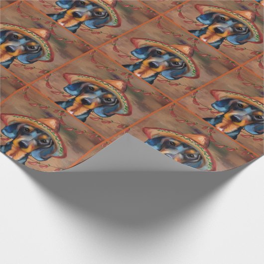 Dachshund Cinco de Mayo Cadeaupapier (Hoek)