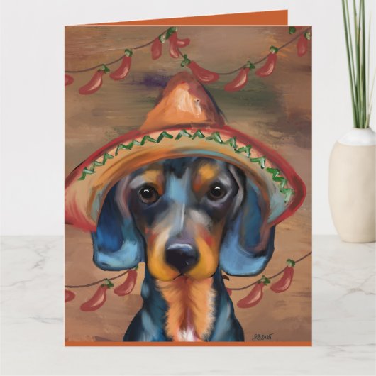Dachshund Cinco de Mayo Kaart (Voorkant)
