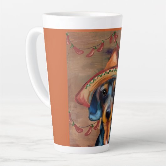 Dachshund Cinco de Mayo Latte Mok (Linkerhoek)