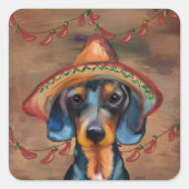 Dachshund Cinco de Mayo Vierkante Sticker (Voorkant)