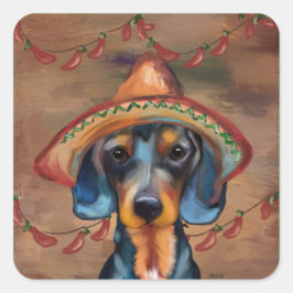 Dachshund Cinco de Mayo Vierkante Sticker
