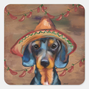 Dachshund Cinco de Mayo Vierkante Sticker