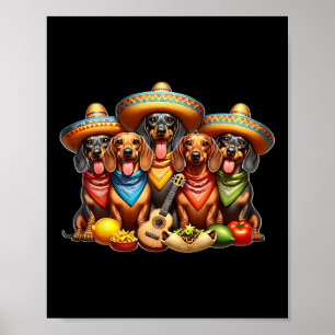Dachshund Cinco De Mayo Weiner Dog Poster