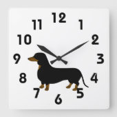 Dachshund Clock Vierkante Klok (Voorkant)