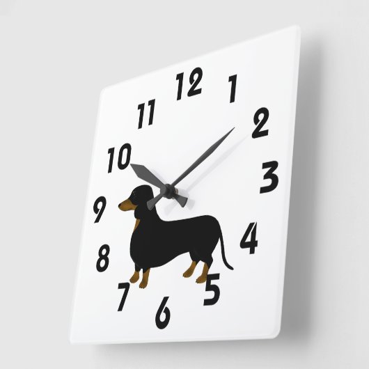 Dachshund Clock Vierkante Klok (Hoek)