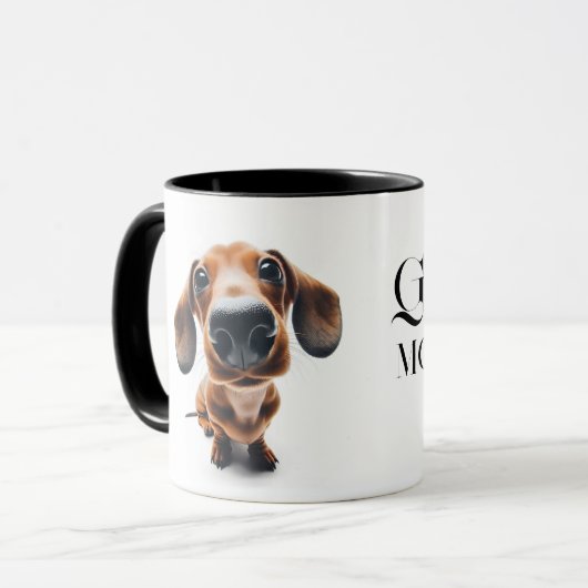 Dachshund close-up Mok met uw naam (Voorkant links)