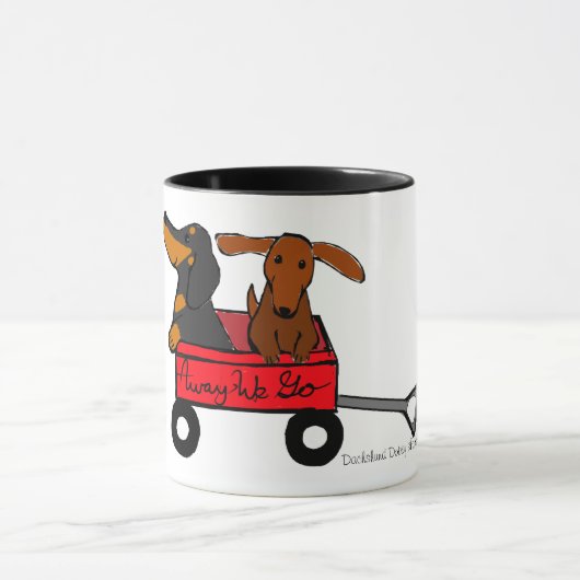 Dachshund Coffee Cup Mok Rode Wagon (Midden)