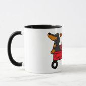 Dachshund Coffee Cup Mok Rode Wagon (Links)