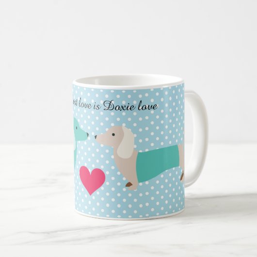 Dachshund Coffee Mok Doxie Valentijn (Voorkant rechts)