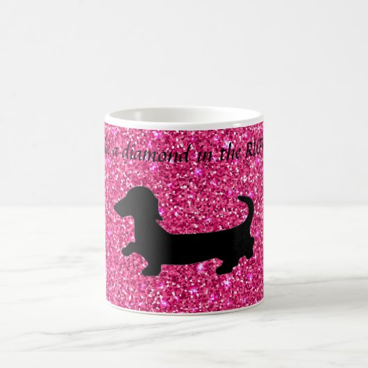 Dachshund Coffee Mok Glitter Wiener Dog Gift Mok (Center)