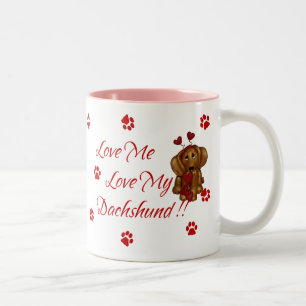 Dachshund Coffee Mok ~ Love Me Love