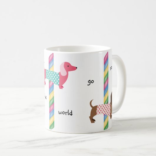 Dachshund Coffee Mok Wiener Dog Carousel (Voorkant rechts)