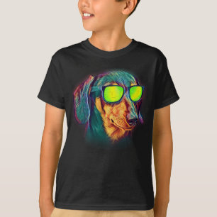 Dachshund Colorful Neon Wiener Dog Zonbril T-shirt