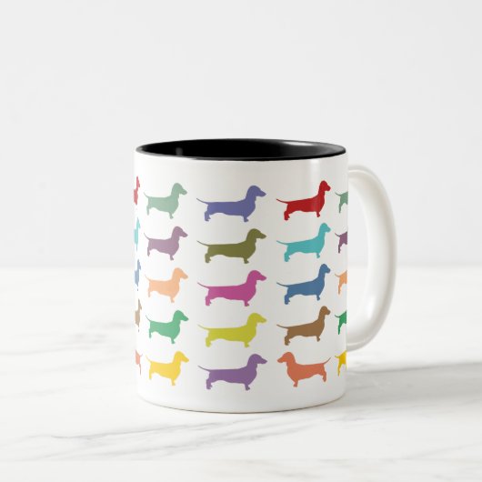 Dachshund Confetti Two-Tone Mok (Voorkant rechts)