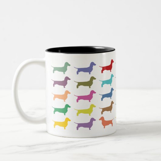 Dachshund Confetti Two-Tone Mok (Links)