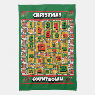 Dachshund Countdown Kerst Adventskalender Hond Theedoek
